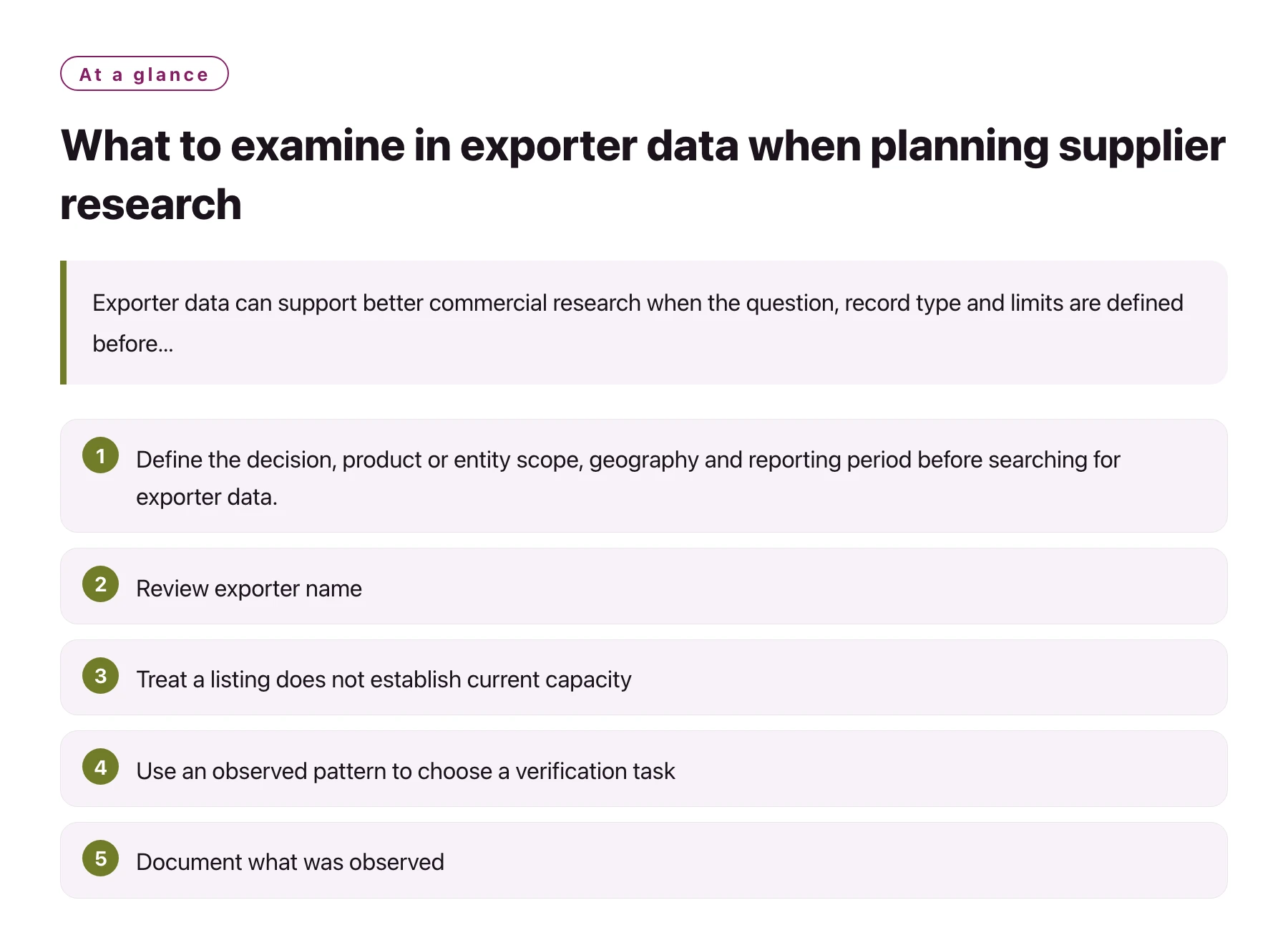 What to examine in exporter data when planning supplier research——全文要点速览